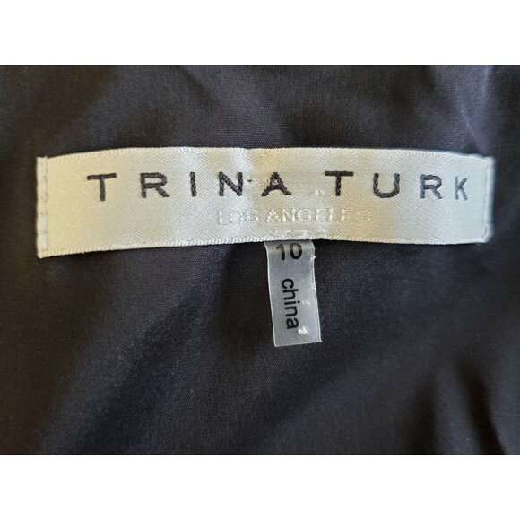 Trina Turk Womens Black Bright Floral Print Jeweled Collar Shift Dress 10 - Picture 6 of 11